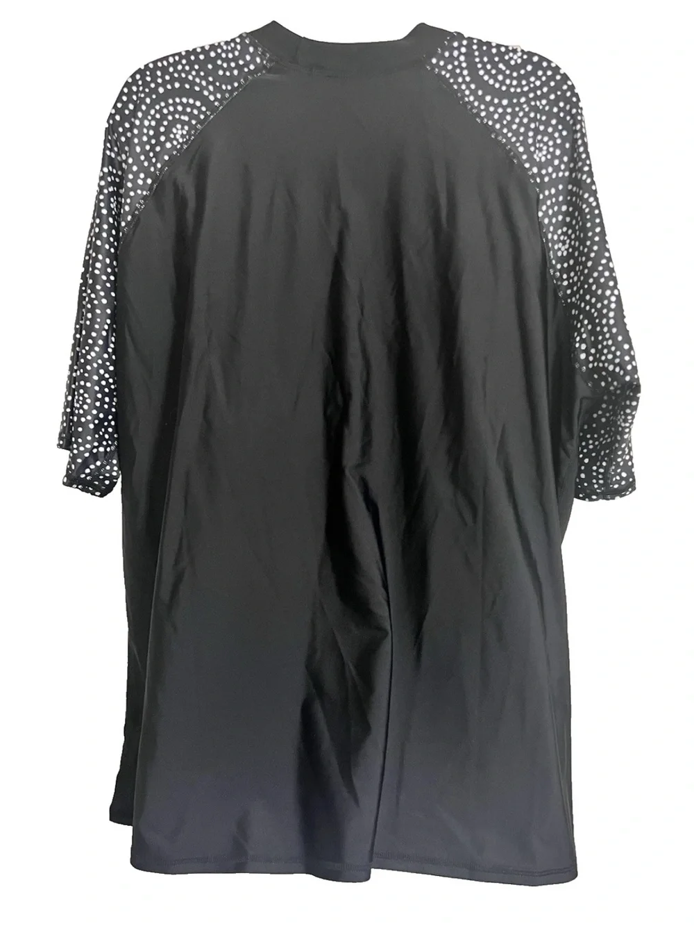 Black Rash Guard Short Polka Dot Sleeve Swim Shirt Dolphin Graphic built in bra